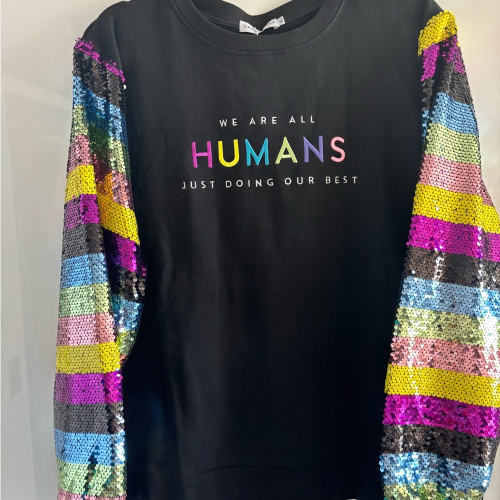 Black Sequin Sleeve Sweater